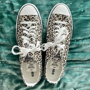 Size 12 Converse All Star leopard print low tops